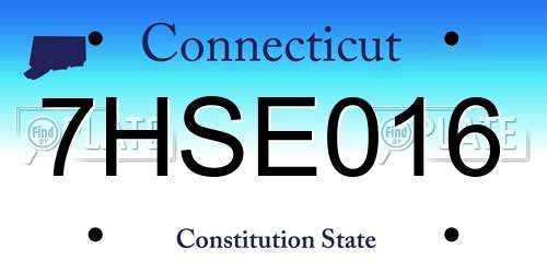 7HSE016 Connecticut License Plate