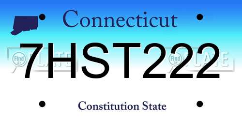 7HST222 Connecticut License Plate