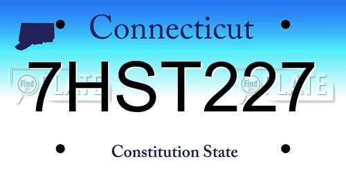 7HST227 Connecticut License Plate