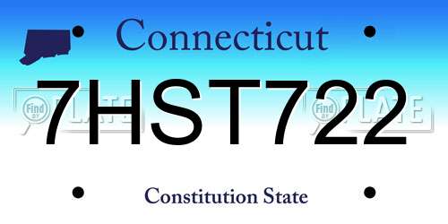 7HST722 Connecticut License Plate