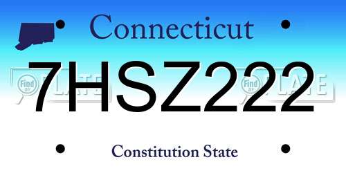 7HSZ222 Connecticut License Plate