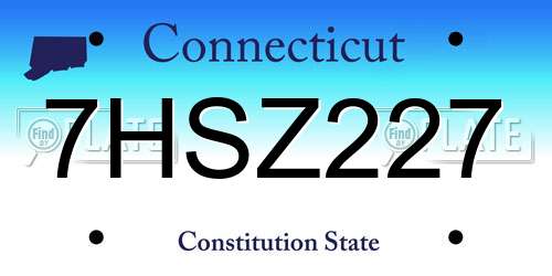 7HSZ227 Connecticut License Plate