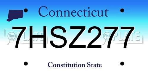 7HSZ277 Connecticut License Plate