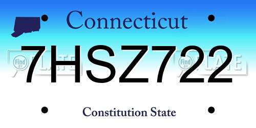 7HSZ722 Connecticut License Plate