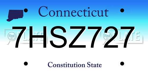 7HSZ727 Connecticut License Plate