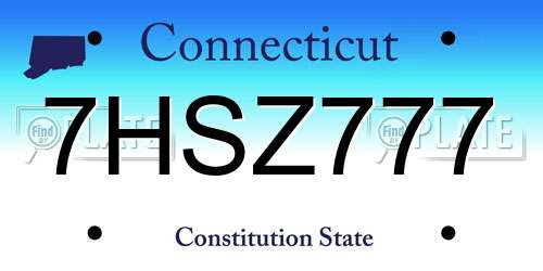 7HSZ777 Connecticut License Plate