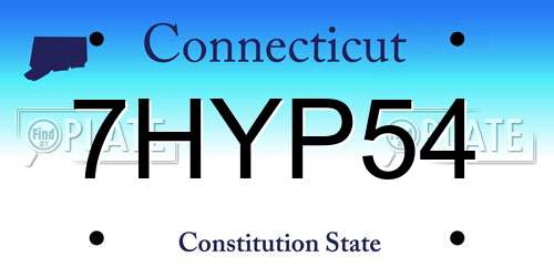 7HYP54 Connecticut License Plate