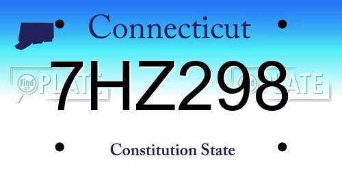 7HZ298 Connecticut License Plate