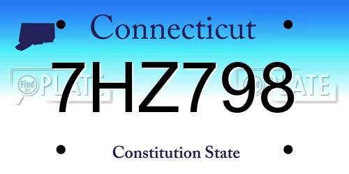 7HZ798 Connecticut License Plate