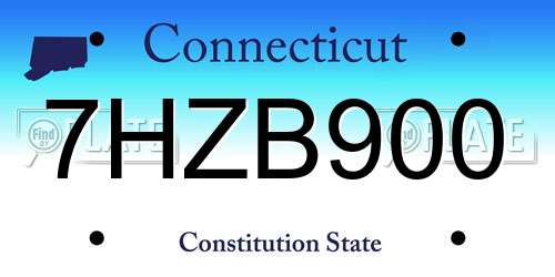 7HZB900 Connecticut License Plate