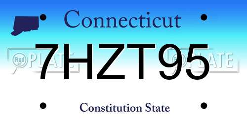 7HZT95 Connecticut License Plate