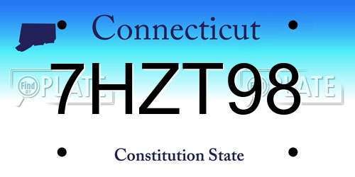 7HZT98 Connecticut License Plate