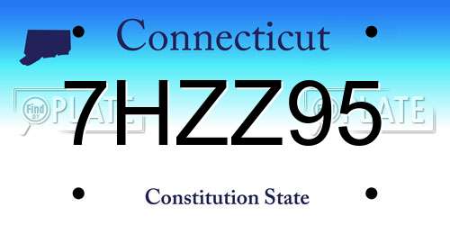 7HZZ95 Connecticut License Plate