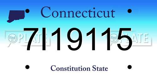 7I19115 Connecticut License Plate