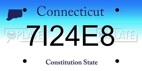 7I24E8 Connecticut License Plate