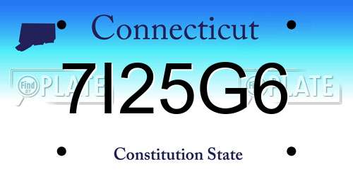 7I25G6 Connecticut License Plate