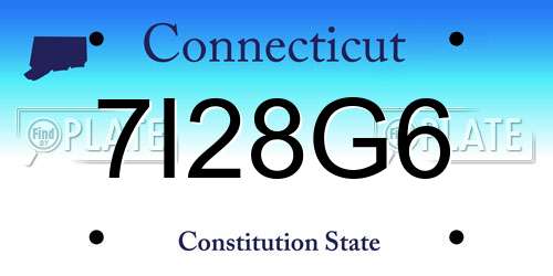 7I28G6 Connecticut License Plate