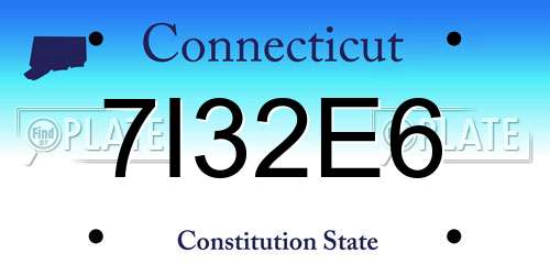 7I32E6 Connecticut License Plate