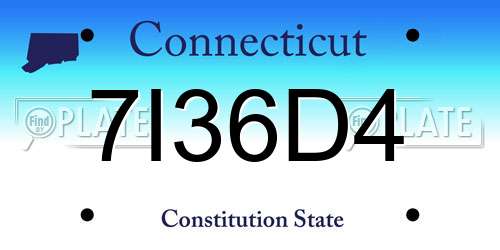 7I36D4 Connecticut License Plate