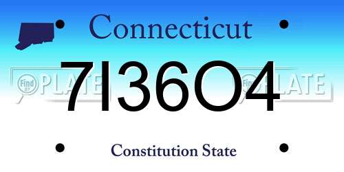 7I36O4 Connecticut License Plate