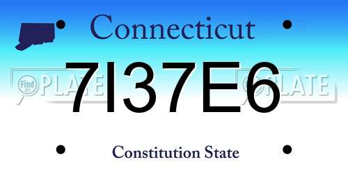 7I37E6 Connecticut License Plate