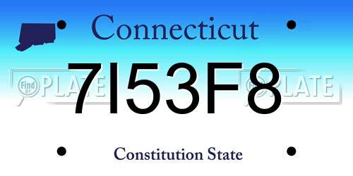 7I53F8 Connecticut License Plate
