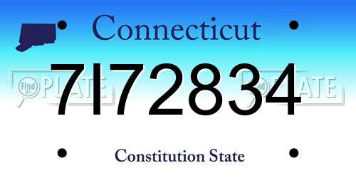 7I72834 Connecticut License Plate