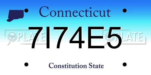 7I74E5 Connecticut License Plate