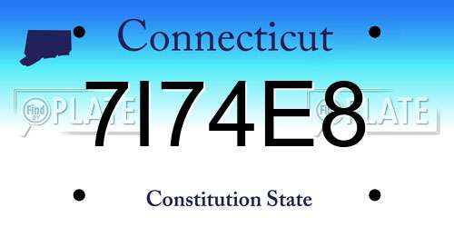 7I74E8 Connecticut License Plate