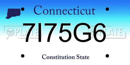 7I75G6 Connecticut License Plate