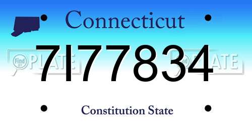 7I77834 Connecticut License Plate