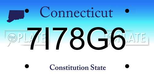 7I78G6 Connecticut License Plate