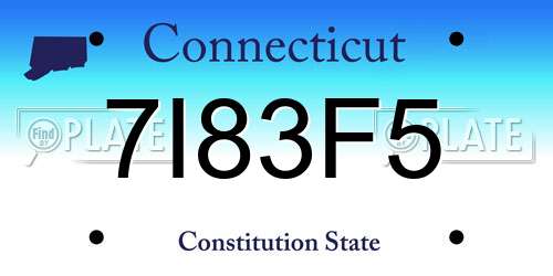 7I83F5 Connecticut License Plate