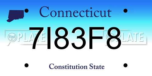 7I83F8 Connecticut License Plate