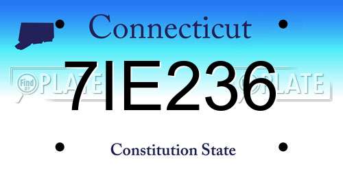 7IE236 Connecticut License Plate