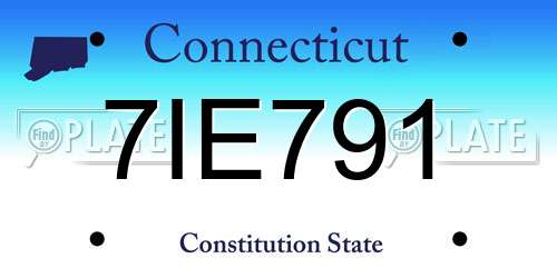 7IE791 Connecticut License Plate