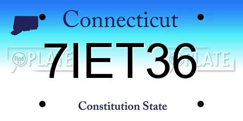 7IET36 Connecticut License Plate