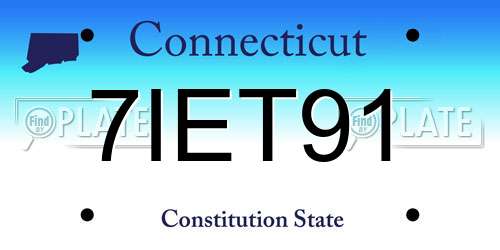 7IET91 Connecticut License Plate