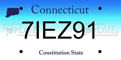 7IEZ91 Connecticut License Plate