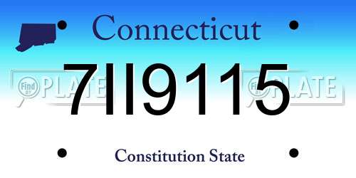 7II9115 Connecticut License Plate