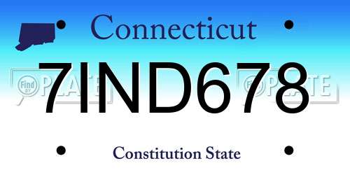 7IND678 Connecticut License Plate