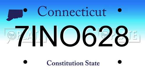 7INO628 Connecticut License Plate