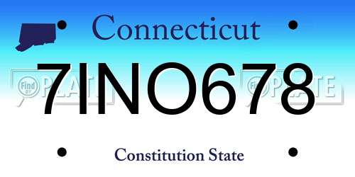 7INO678 Connecticut License Plate
