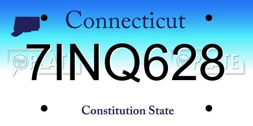 7INQ628 Connecticut License Plate