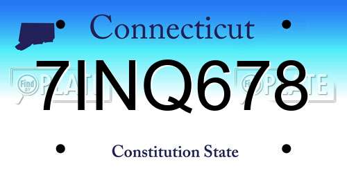 7INQ678 Connecticut License Plate