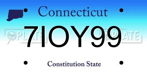 7IOY99 Connecticut License Plate