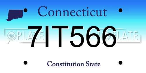 7IT566 Connecticut License Plate