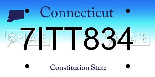 7ITT834 Connecticut License Plate