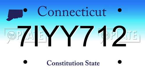 7IYY712 Connecticut License Plate