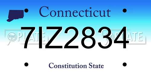 7IZ2834 Connecticut License Plate